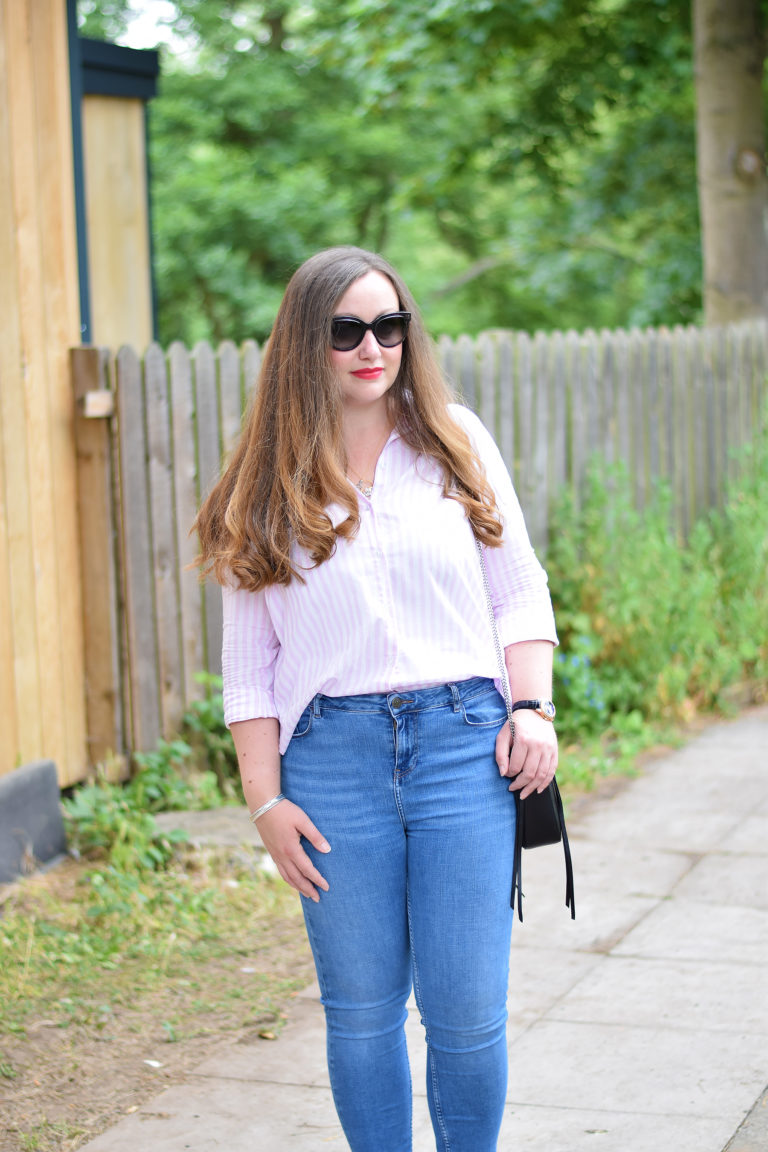 Pink Striped Shirt Outfit – JacquardFlower