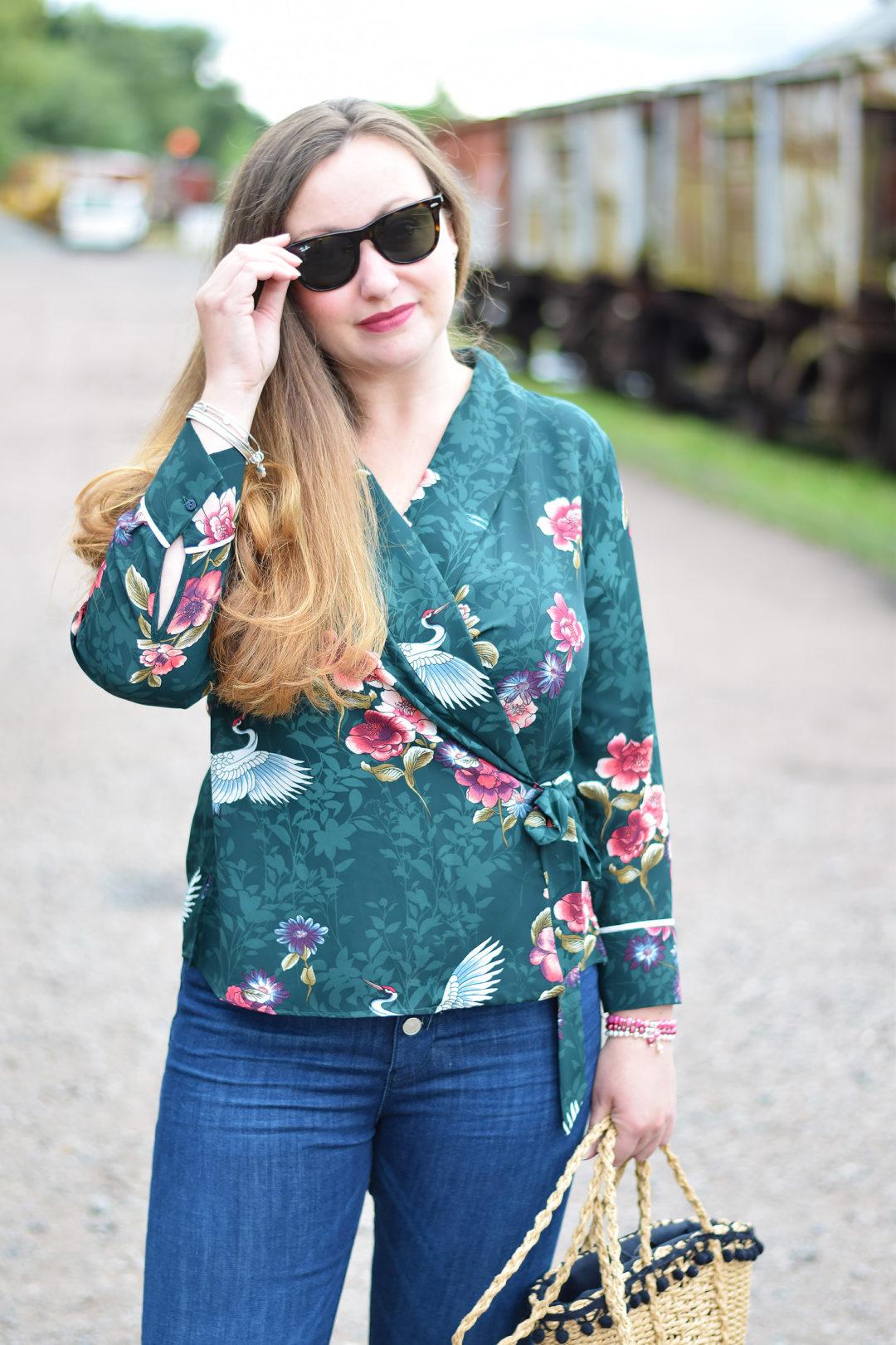 Zara Heron Print Wrap Blouse – JacquardFlower