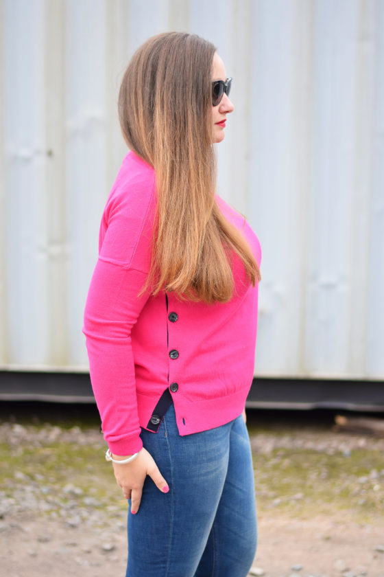 Bright Pink Jumper Outfit JacquardFlower