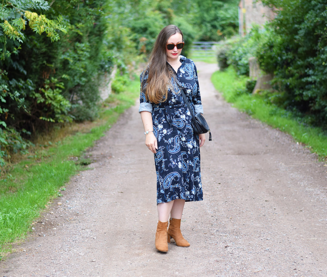 Paisley Shirt Dress and Ankle Boots – JacquardFlower