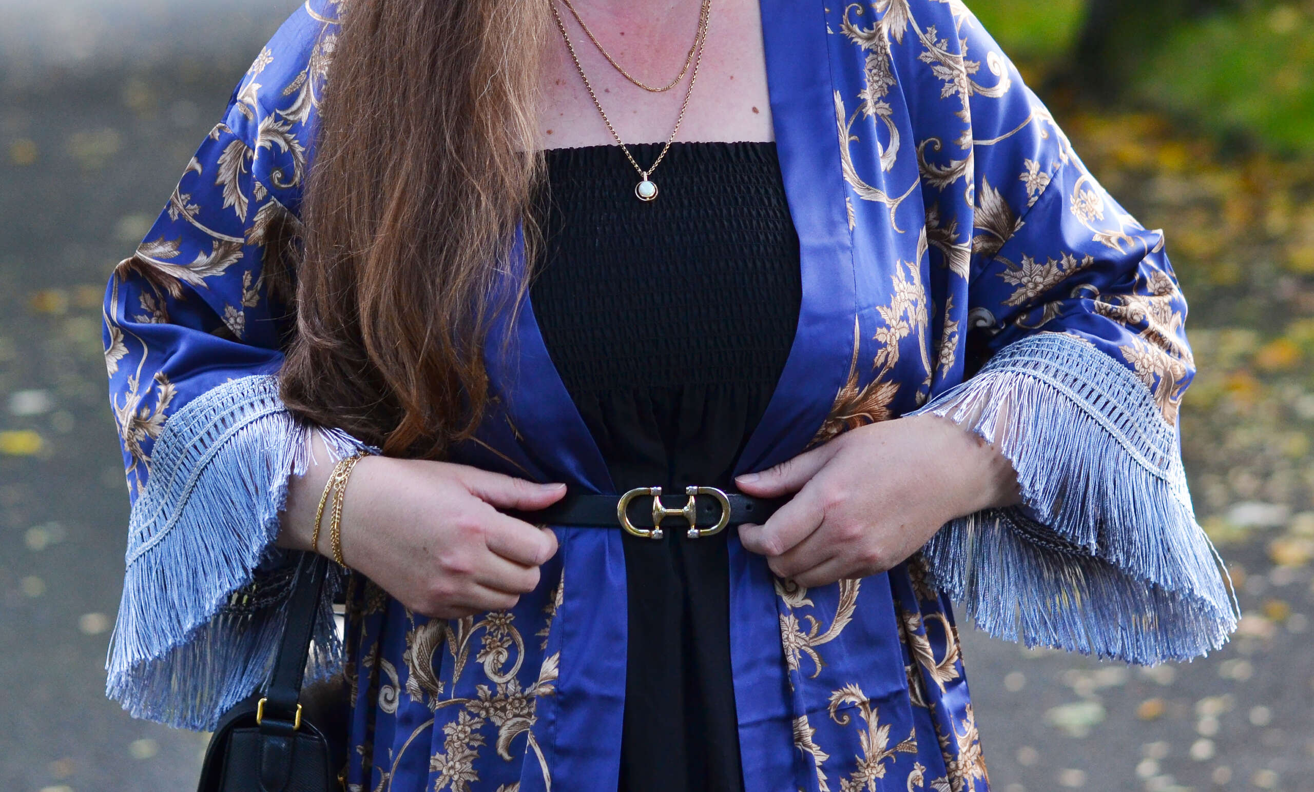 Layering vintage gold chains 